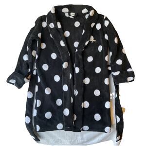 Victoria's Secret PINK Women Sleepwear XS/S Black Dog Embroidery Robe Polka Dot
